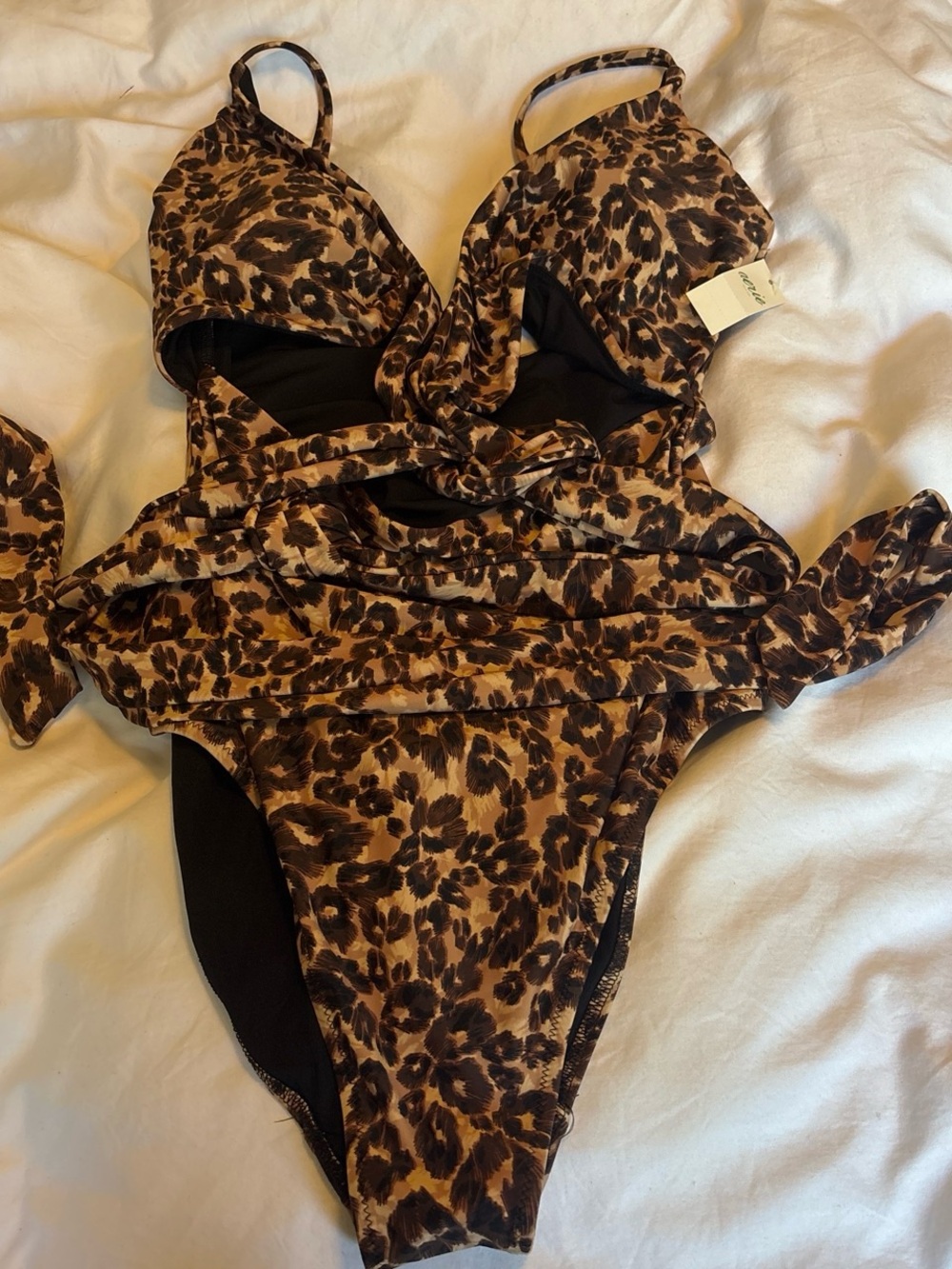 aerie Leopard-Print One-Piece Swimsuit - Brown & Black